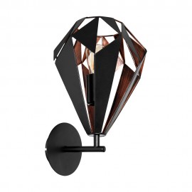 Eglo-Carlton 1 Interior Wall Light Black Copper - 49992